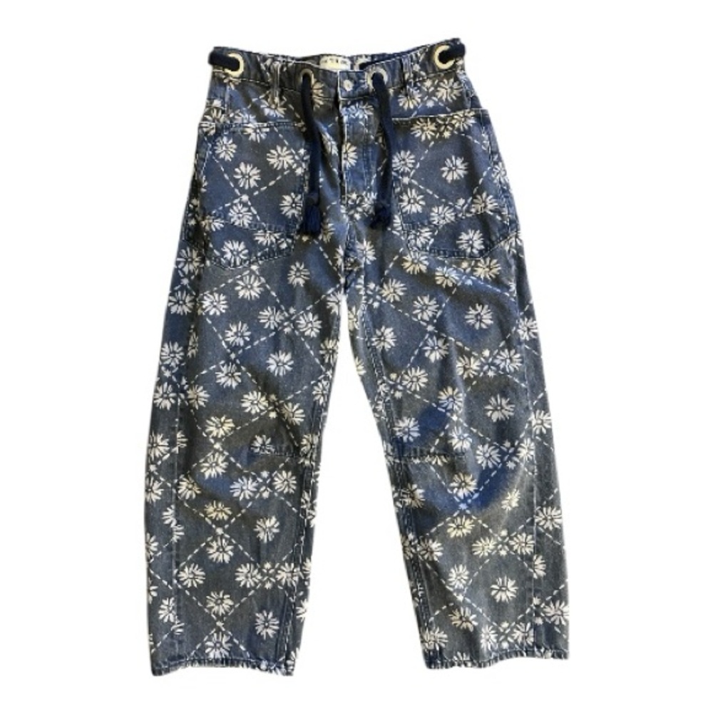 We The Free Moxie Printed Low-Slung Barrel Jeans by Free People Size 27 - Picture 4 of 6